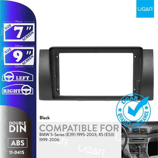UGAR 7 inch / 9 inch Compatible for BMW 5-Series (E39) 1995-2003; X5 (E53) 1999-2006 Radio Stereo Dash Installation Mount Kit