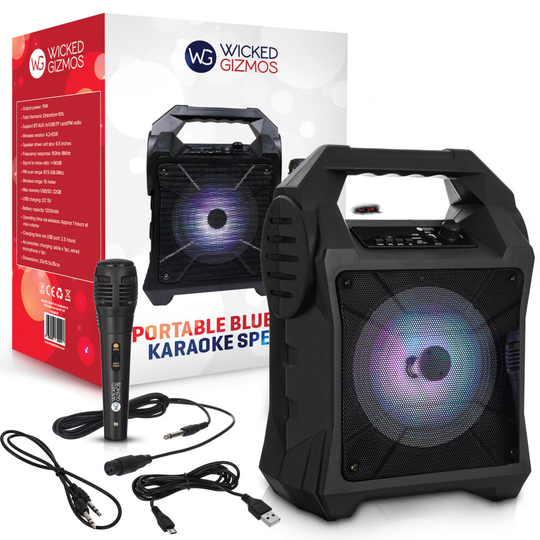Portable Bluetooth Karaoke Machine Party Lights Mics LED Light Speaker Songs MP3