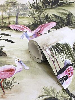 Paoletti Platalea Digitally Printed Tropical Wallpaper
