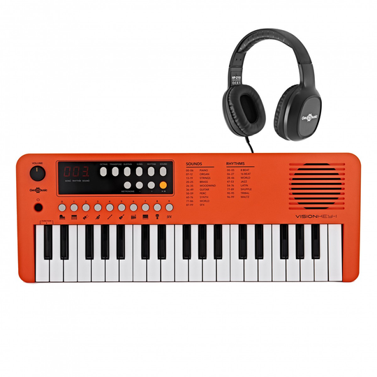 VISIONKEY-1 37 Key Portable Mini Keyboard with Headphones Orange