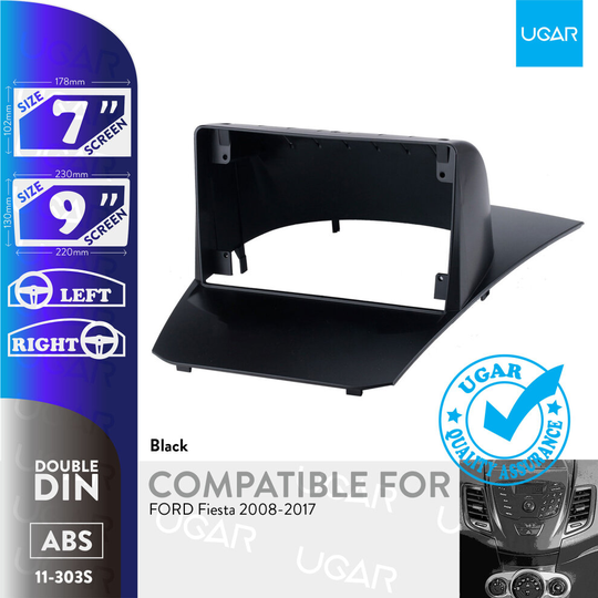 UGAR 7 inch / 9 inch Compatible for FORD Fiesta 2008-2017 Radio Stereo Dash Installation Mount Kit