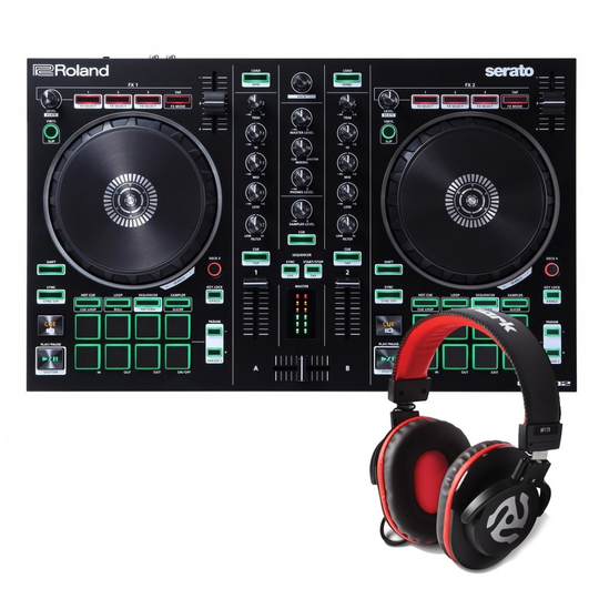 Roland DJ-202 DJ Controller with Numark HF175 DJ Headphones