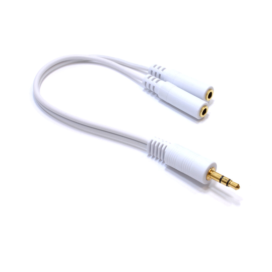 kenable 3.5mm Stereo Jack Y Splitter Splits 1 Output into 2 White GOLD