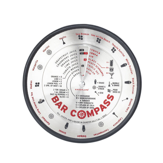 Kikkerland Home Bar Compass Stainless Steel Cocktail Recipe Drinks Tool