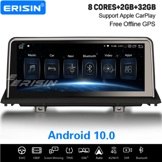 10.25" Android 10.0 IPS Car Stereo CarPlay DVR WiFi DAB+ Sat Nav For BMW X5 X6 E70 E71 CIC CCC