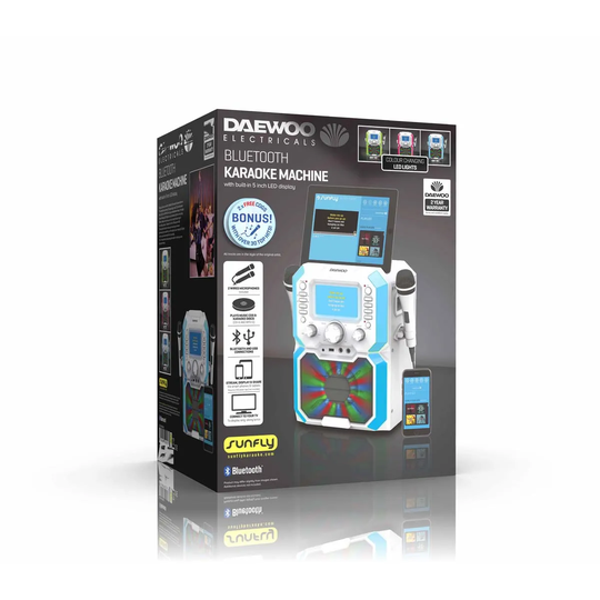 Daewoo Bluetooth Portable Karaoke Machine - White