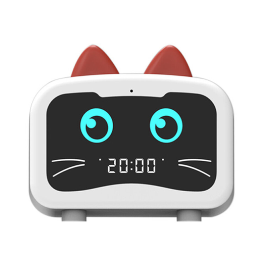 Kids Cartoon Cat Shape Alarm Clock Bluetooth Speaker LED Table Clock Bluetooth Rechargeable Mini Alarm Clock Bass Music Player
