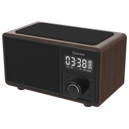 AV:Link Bluetooth Speaker with Clock Radio and Wireless Charging Plate