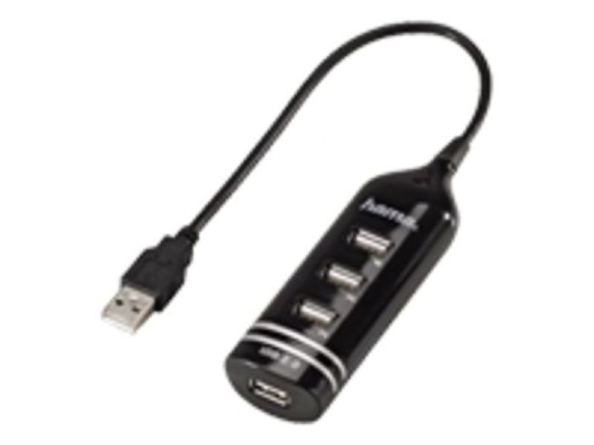 HAMA USB 2.0 Hub 1:4, bus powered, black