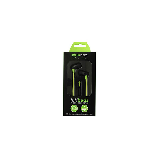 BOOMPODS Tuffbuds Sport Heaphones - Ergonomic In-Ear Headphones/Earbuds With Tuff Aluminum Design and Remote Control (Green)