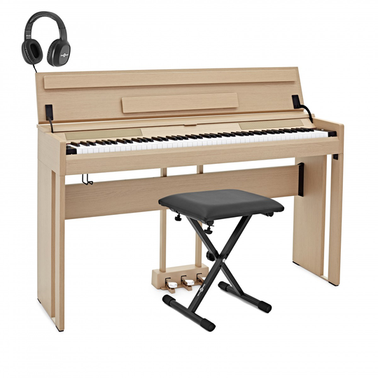 DP-12 Digital Piano by Gear4music + Accessory Pack Light Oak