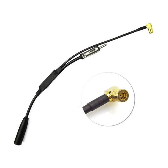 Eightwood Car Radio Antenna Adapter Cable DIN Female To DIN Male + SMB Connector 12V+ Active AM FM DAB Aerial Splitter Signal Amplifier Car Aerial