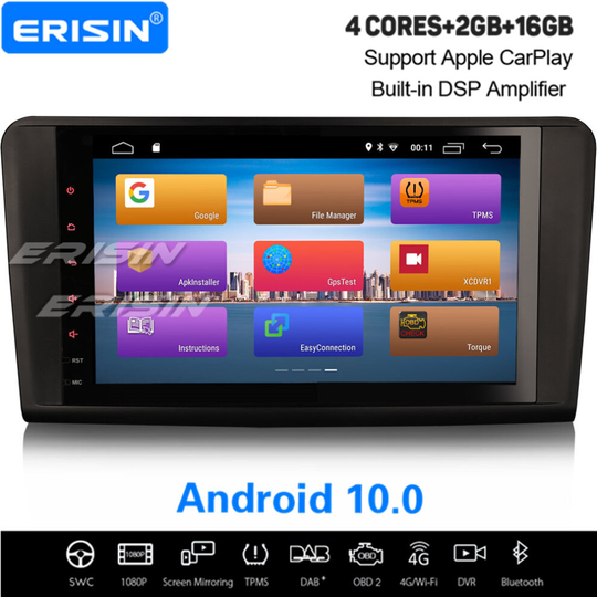 9" Android 10.0 Car Stereo DAB+ Satnav DSP CarPlay BT WiFi Mercedes Benz ML/GL Class W/X164