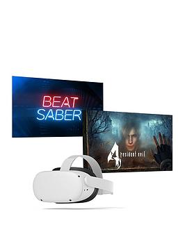 Meta Quest 2 Vr Headset 128Gb Bundle With Resident Evil 4 Plus Beat Saber