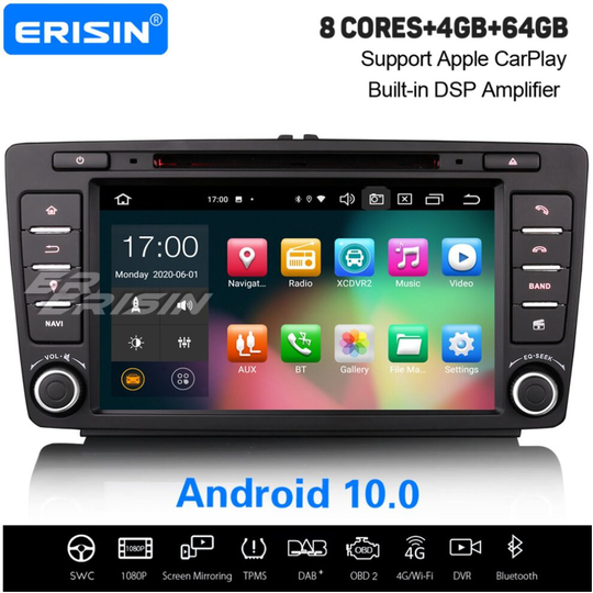 Octa-Core Android 10.0 Car Stereo CarPlay DAB+ Sat Nav DSP Bluetooth For Skoda Octavia Yeti