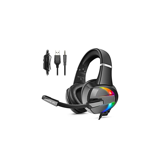 Gaming Headset for PS4 PS5 Xbox One PC Switch PS4 Headset with Noise Cancelling Mic, 3D Surround Sound Over Ear Gaming Headphones with RGB Light