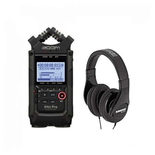 Zoom H4n Pro Recorder Black with Shure SRH240A Headphones