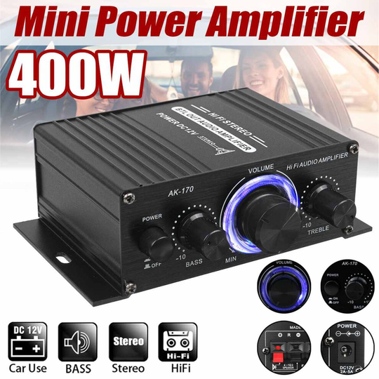 40W HiFi Digital Power Amplifier Mini Stereo Audio Amp Car Home DC12V