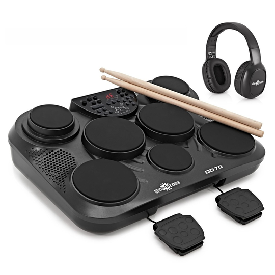 DD70 Portable Electric Drum Pad with Headphones by Gear4music