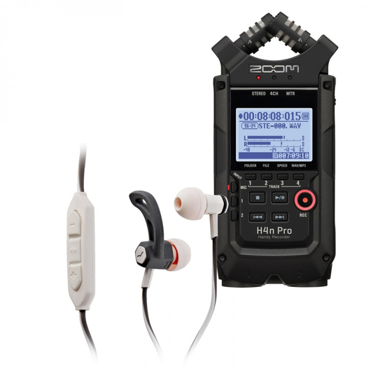 Zoom H4n Pro Handy Recorder Black with In-Ear Headphones