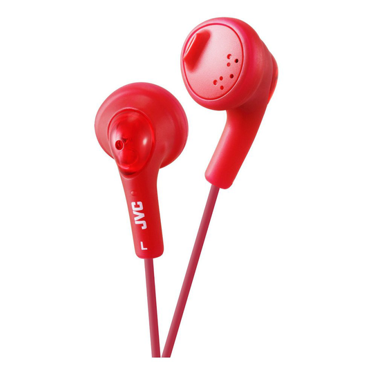 JVC Gumy Bass Boost Stereo Headphones for iPod iPhone MP3 and Smartphone - Rasberry Red