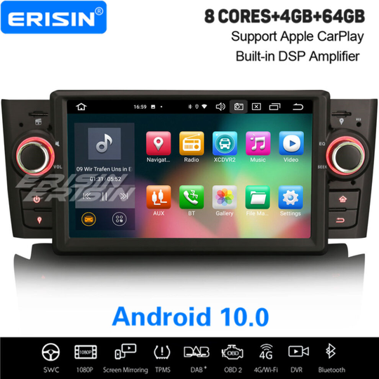 8-Core Android 10.0 Car Stereo DAB+ Sat Nav CarPlay DSP WiFi Bluetooth DVR For Fiat Punto Linea