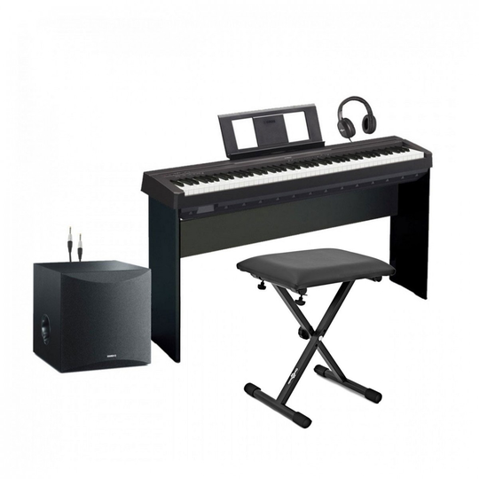 Yamaha P45 Digital Piano Black with Matching Stand and Subwoofer