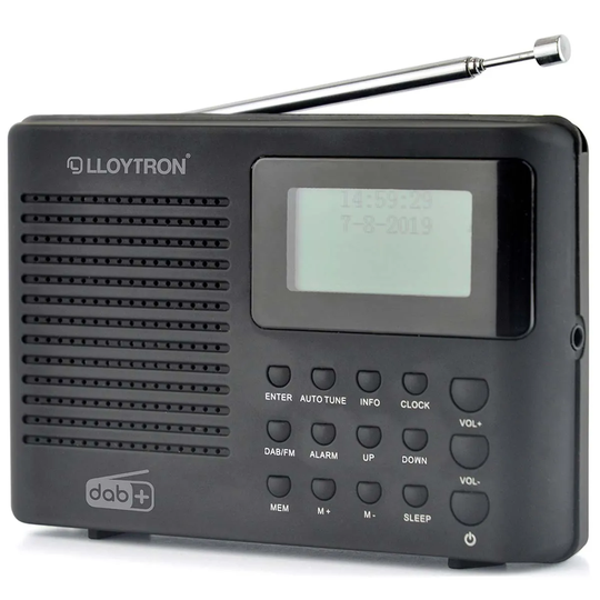 Lloytron DAB+/FM Personal Radio with Digital LCD Screen - Black