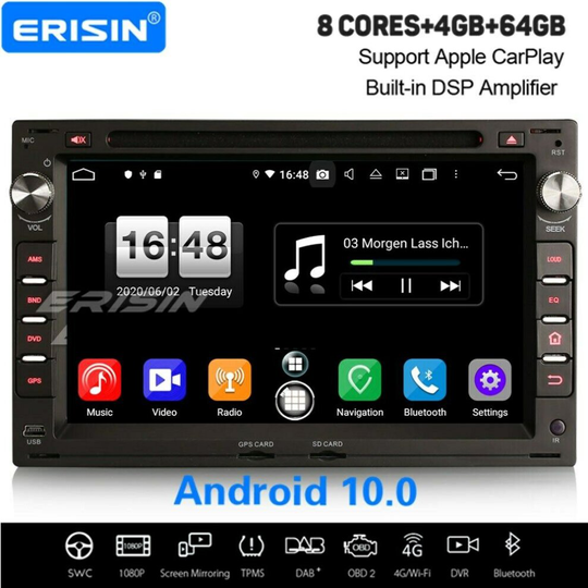 8-Core Android 10.0 DSP Car Stereo CarPlay GPS For VW Polo Passat Golf 4 Jetta T5 Sharan LUPO Seat