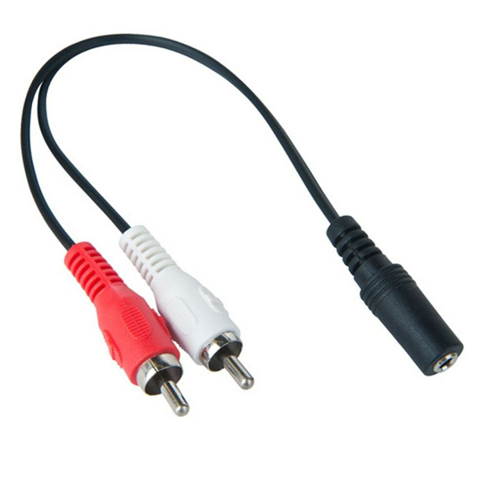 Female 3.5mm Stereo Jack Socket to 2 Phono RCA Converter Cable