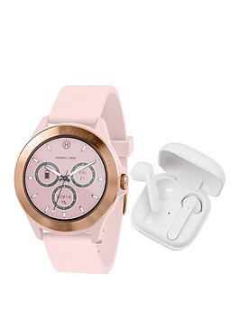 Harry Lime Fashion Smart Watch In Pink Featuring White True Wireless Stereo Earbuds In Charging Case Ha07-2006-Tws