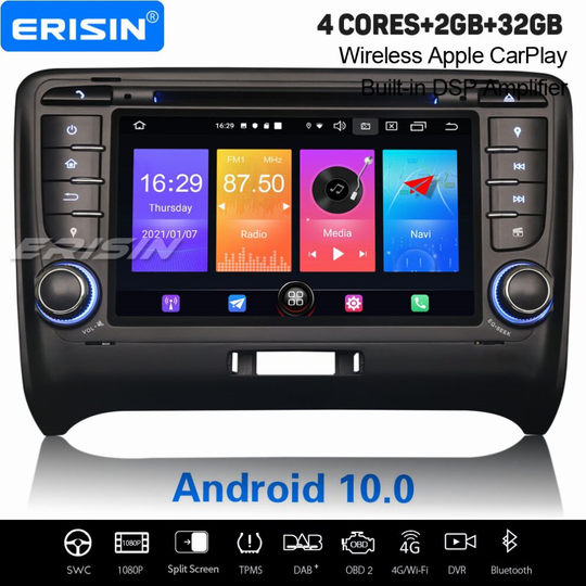 7" Android 10.0 Car Stereo CarPlay DAB+ Navi BT WiFi DVR SWC AUDI TT MK2 2006-2014 3-UI
