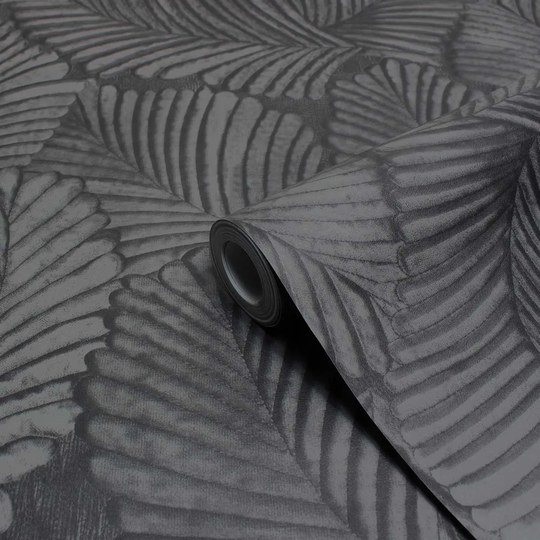 Paoletti Luxe Palmeria Black Botanical Vinyl Wallpaper