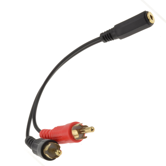 kenable Gold 3.5mm Stereo Jack Socket to 2 Phono RCA Plugs Adapter Cable