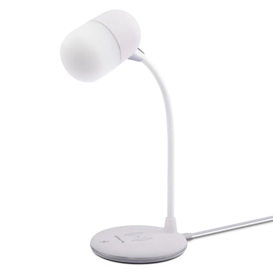 Groov-e Apollo 3-in-1 Desk Lamp with Bluetooth Speaker & Wireless Charger - White