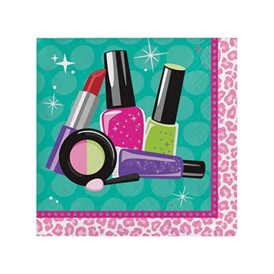Creative Converting Disposable Sparkle Spa Party Napkin, Party Supplies, 5 x 5, Multicolor, 16ct