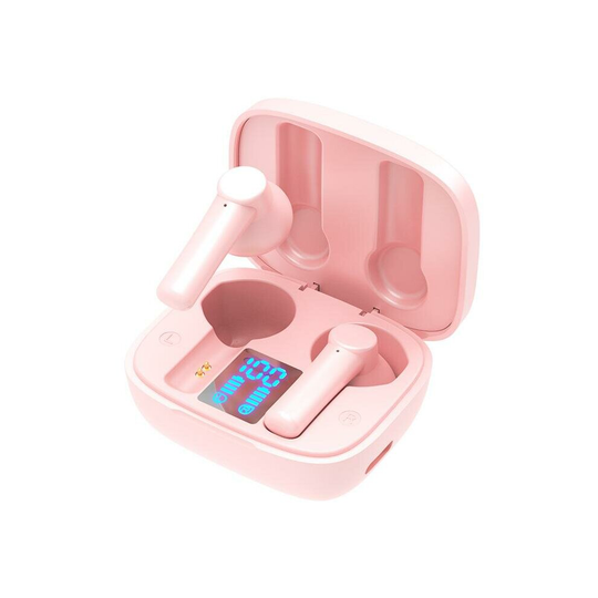 (Pink) TWS bluetooth 5.0 Earphones 9D Surround Stereo HIFI Sounds Handsfree Earbuds Noise Reduction Touch Control Headsets with LED Display
