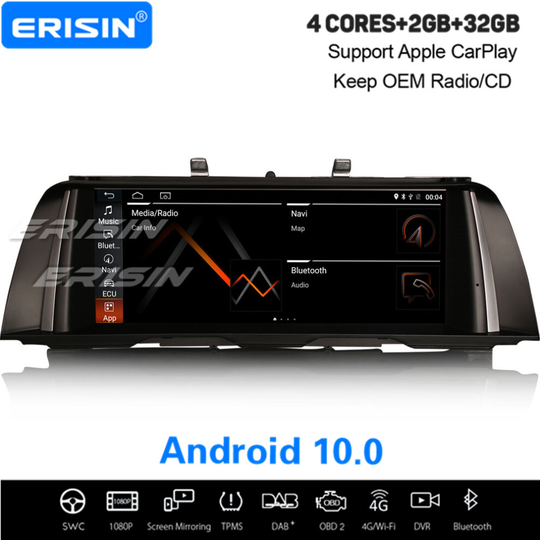 10.25" Android 10.0 IPS DAB+ Sat Nav Car Stereo WiFi CarPlay For BMW 5er F10 F11 with CIC