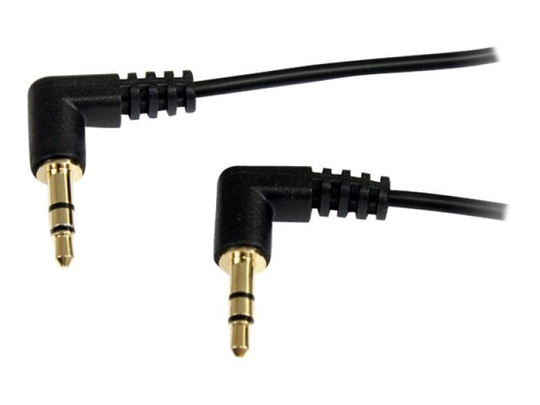 StarTech.com 6ft Slim 3.5mm Right Angle Stereo Audio Cable Black