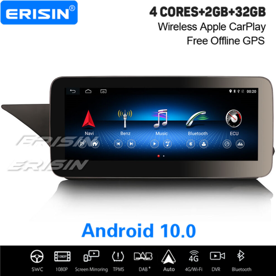 10.25" IPS Sat Nav Android 10.0 DAB+ CarPlay Car Stereo DVR WiFi Mercedes-Benz E-Class W212