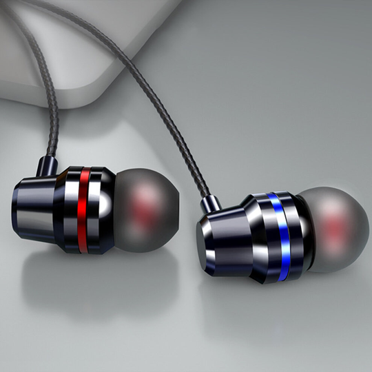 (Black) Universal Metal in Ear Headphones Noise Isolating Earphones For iPhone Android