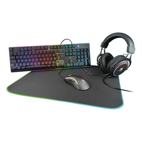 Deltaco Gaming 4-in-1 Gaming Rgb Kit Headset Keyboard Mouse And Mousepad - Black