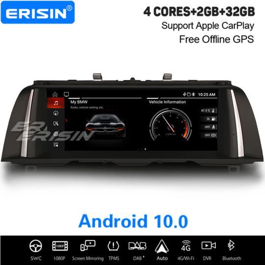 10.25" IPS Android 10 Bluetooth CarPlay DAB+ WiFi Car Stereo TPMS SatNav BMW 5er F10/F11 CIC