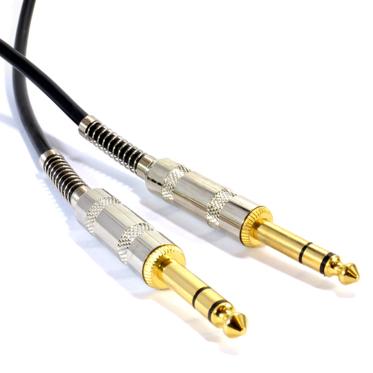 kenable GOLD Stereo Balanced Jack 6.35mm METAL Plugs Cable Lead Black 5m