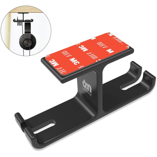 Gaming Headphone Hanger, 6amLifestyle Aluminum Dual Headset Holder Hook Mount with Cable Organizer, Under Desk Design