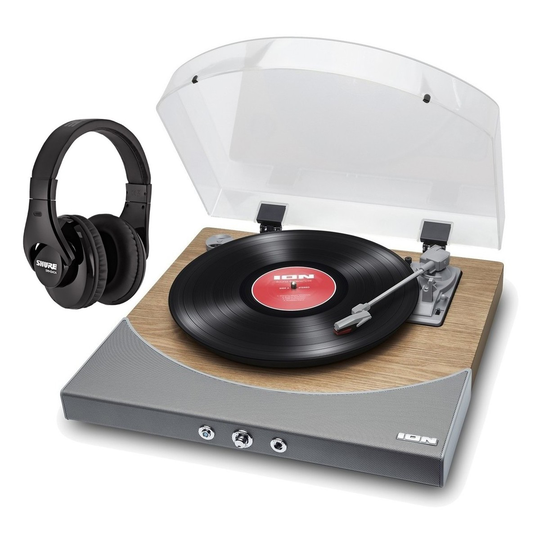 ION Premier LP Natural Wood with Shure SRH240A Headphones