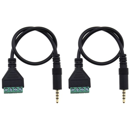 2x 3.5mm 4 Pole Male Stereo to 4-Pin Screw Terminals Block AV Adapter Cables