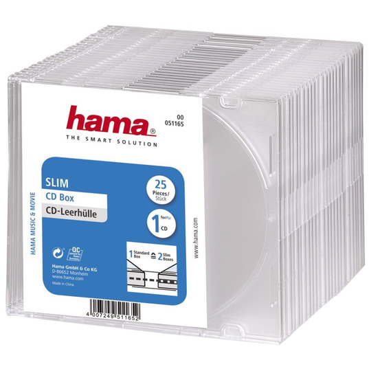 Hama Slim CD Cases Pack of 25 - Transparent