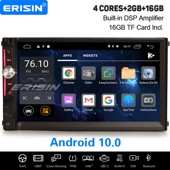 Android 10.0 Universal Double 2DIN Car Stereo OBD2 WiFi DSP DAB+ Navi BT TPMS