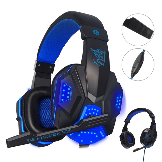 3.5mm Gaming Headset USB Wired LED Stereo with Mic For One PS4 PC UK